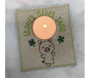 Stickdatei - ITH Kerzenteppich Tasche Schwein